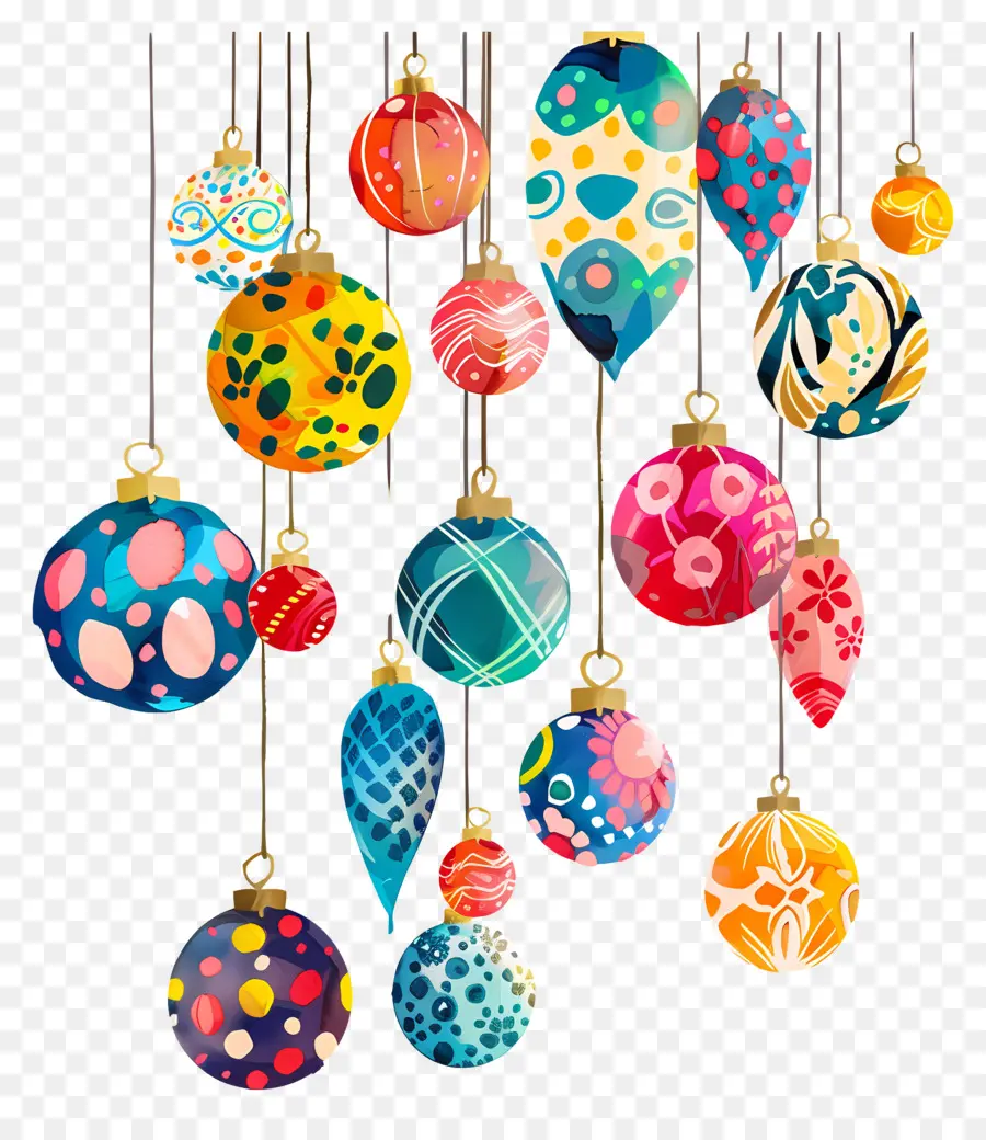 Bolas Coloridas De Natal，Ornamentos Coloridos PNG