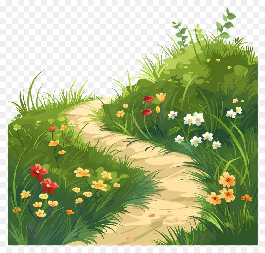 Caminho Da Trilha，Caminho Com Flores PNG