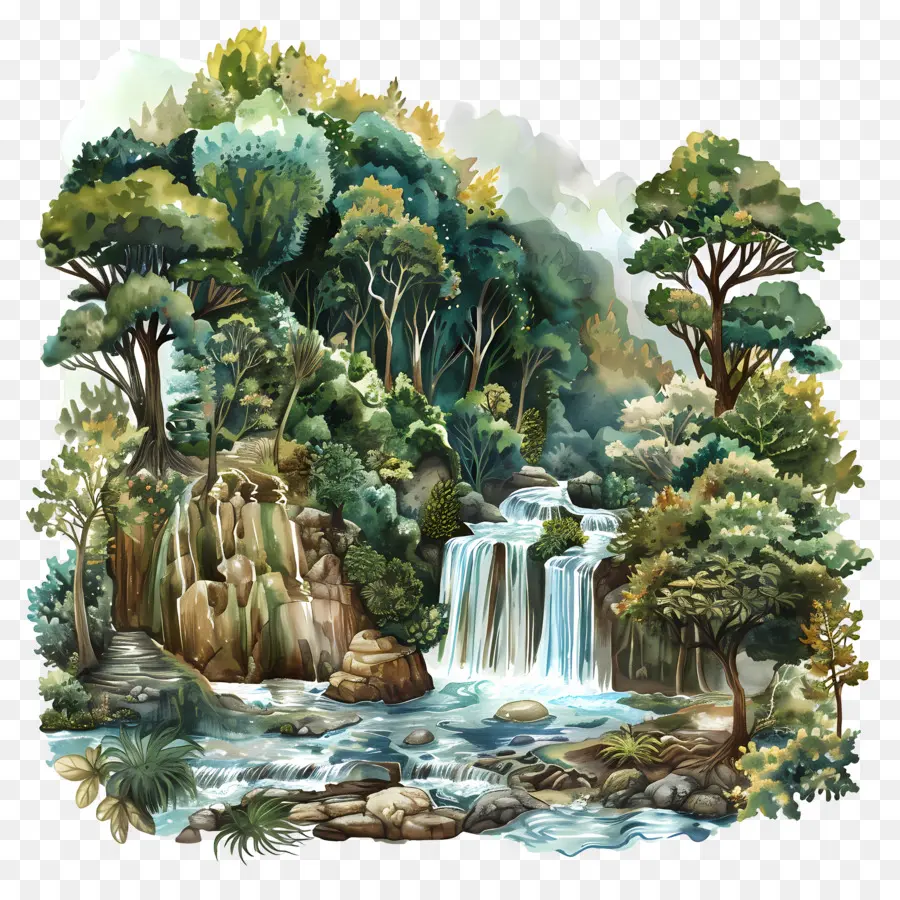 Floresta Com Cachoeira，Cachoeira PNG