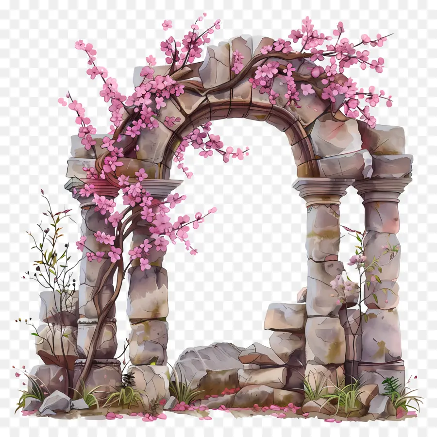 Arco Rosa Da Flor，Arco De Pedra PNG