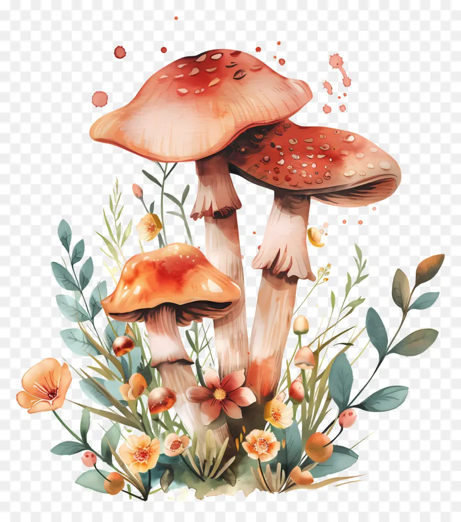 Cogumelos Da Floresta，Cogumelos Vermelhos PNG