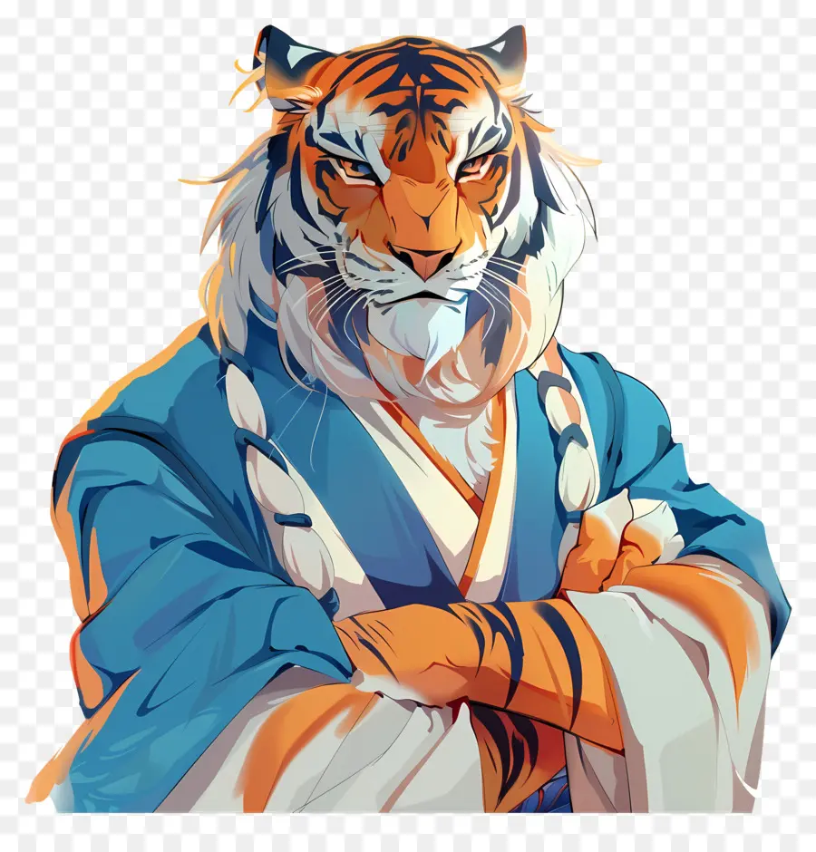 Tigre，Tigre Em Manto Azul PNG