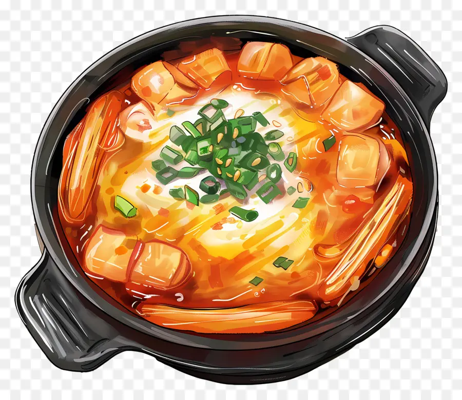 Tteokbokki Com Queijo，Panela Quente PNG