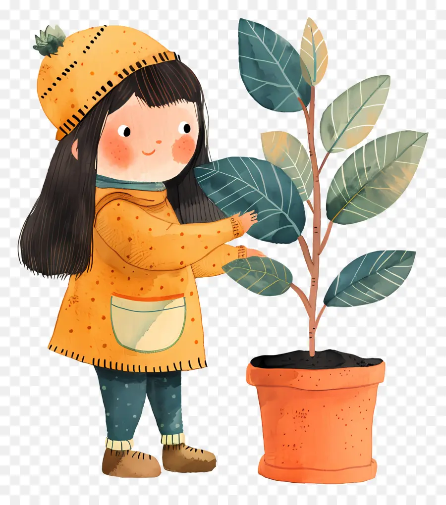 Menina Com Planta，Jardinagem PNG