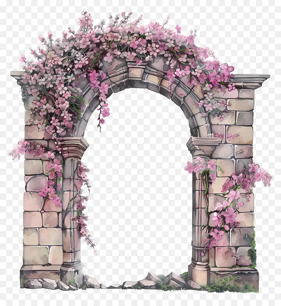 Arco De Flor Rosa，Arco De Pedra PNG