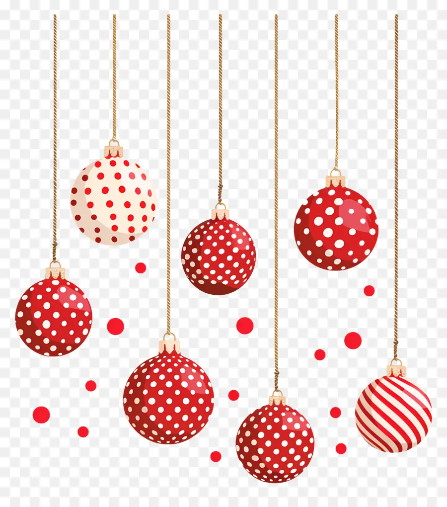 Bolas De Bolinhas De Natal，Ornamentos De Bolinhas Vermelhas E Brancas PNG