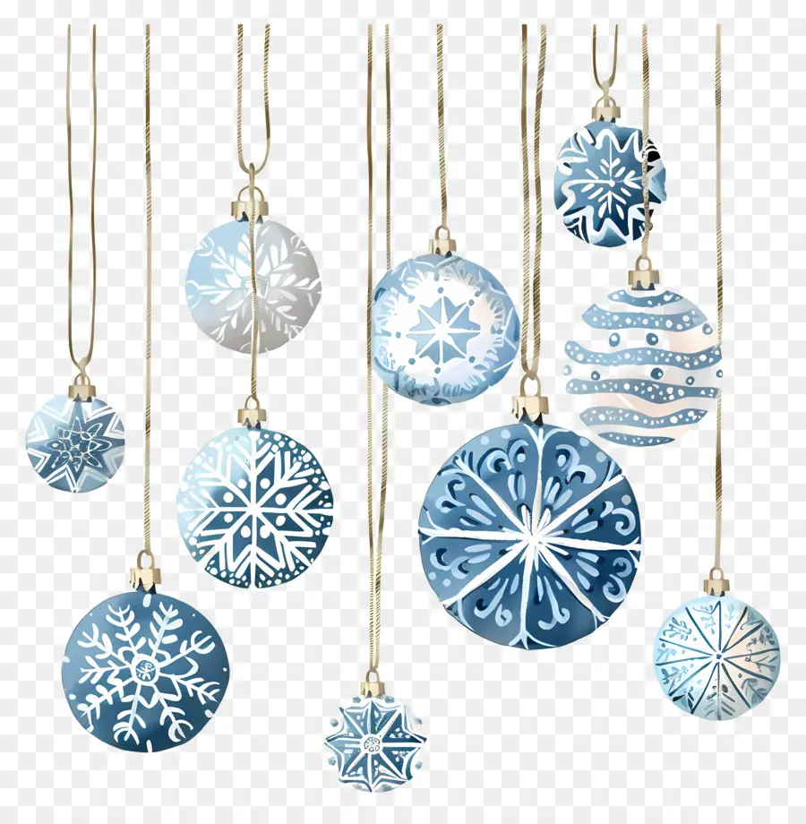 Bolas De Floco De Neve De Natal，Ornamentos Azuis PNG