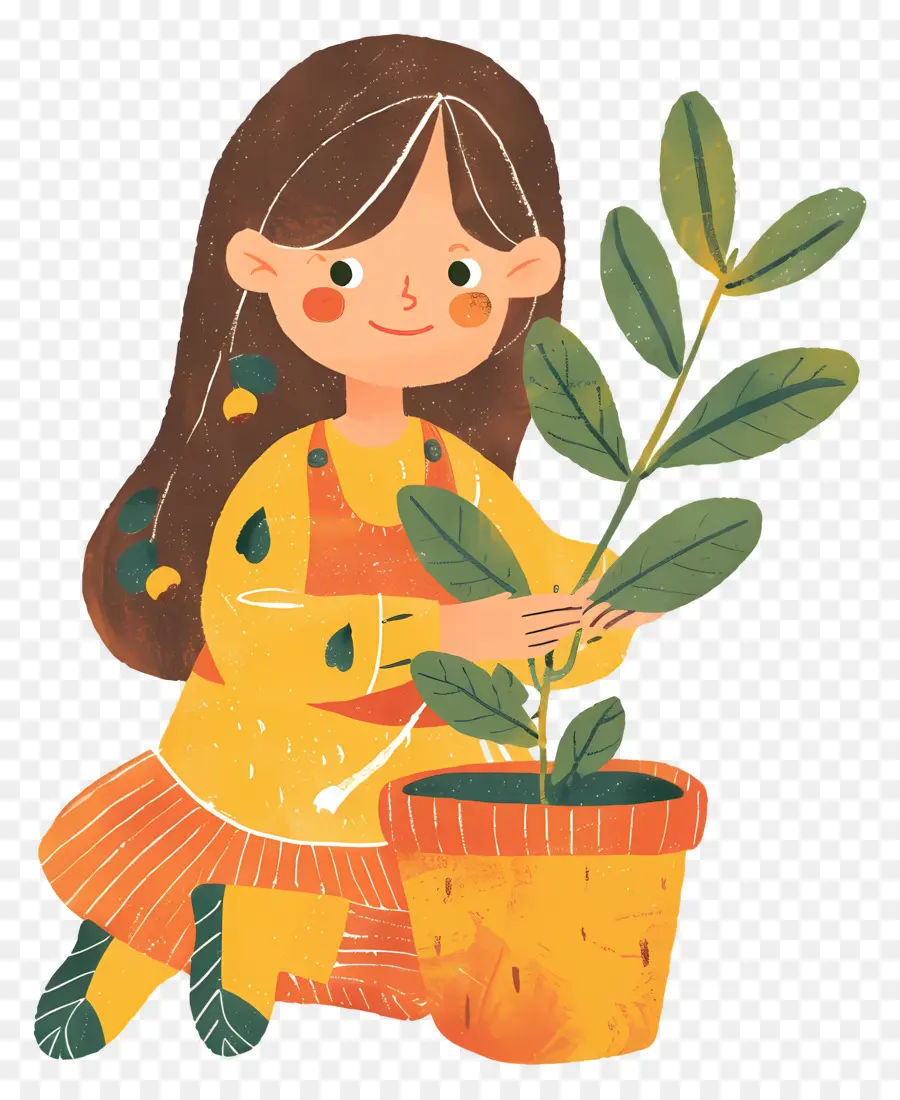 Menina Com Planta，Menina PNG