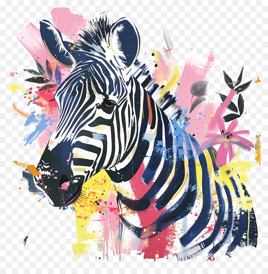 Zebra，Zebra Colorida PNG