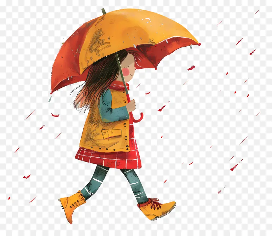 Menina Com Guarda Chuva，Chuva PNG