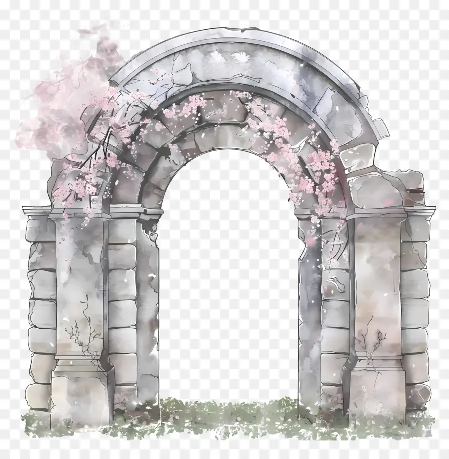 Arco De Flor Rosa，Arco Com Flores PNG