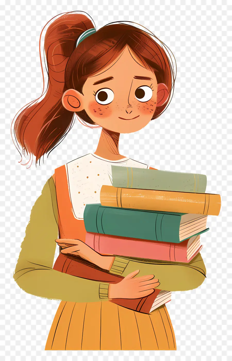 Garota Segurando Livros，Garota Com Livros PNG