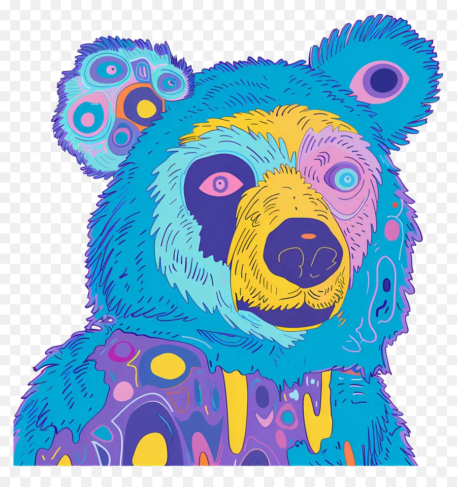 Urso Azul，Urso Colorido PNG