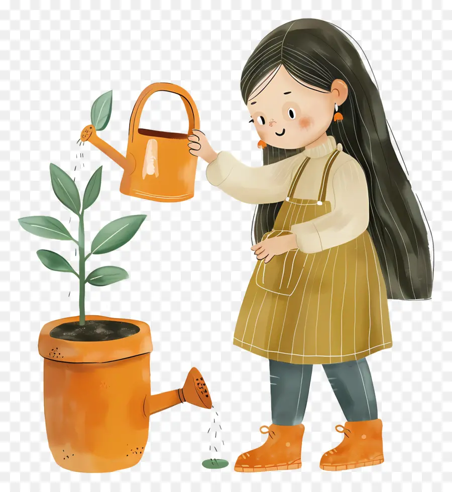 Menina Regando Planta，Planta De Rega Para Menina PNG