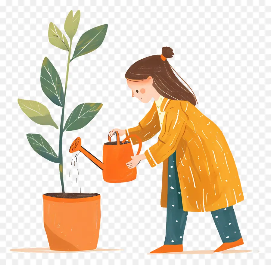 Menina Regando Planta，Planta De Rega Para Menina PNG