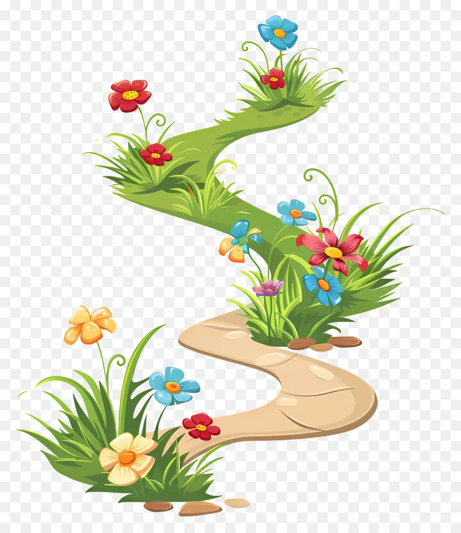 Caminho Da Trilha，Caminho Com Flores PNG