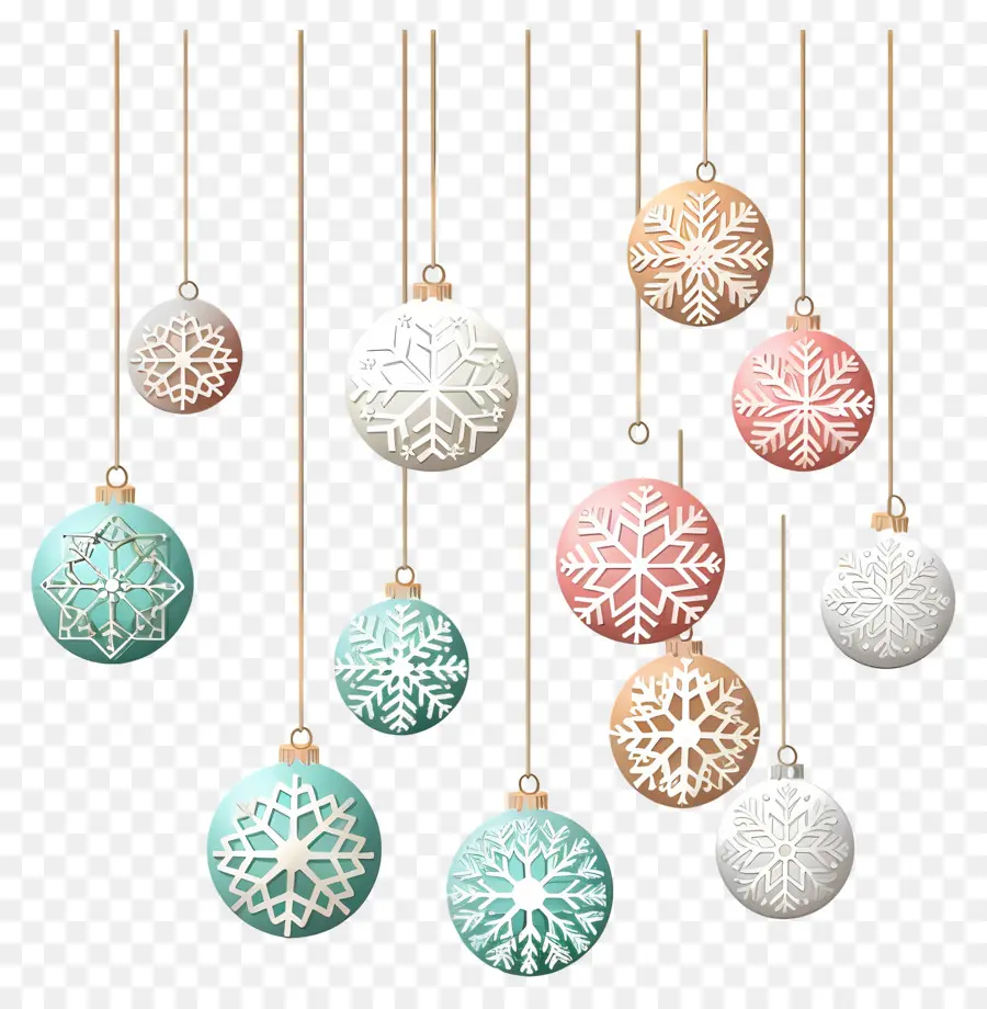 Bolas De Flocos De Neve De Natal，Ornamentos Pendurados PNG