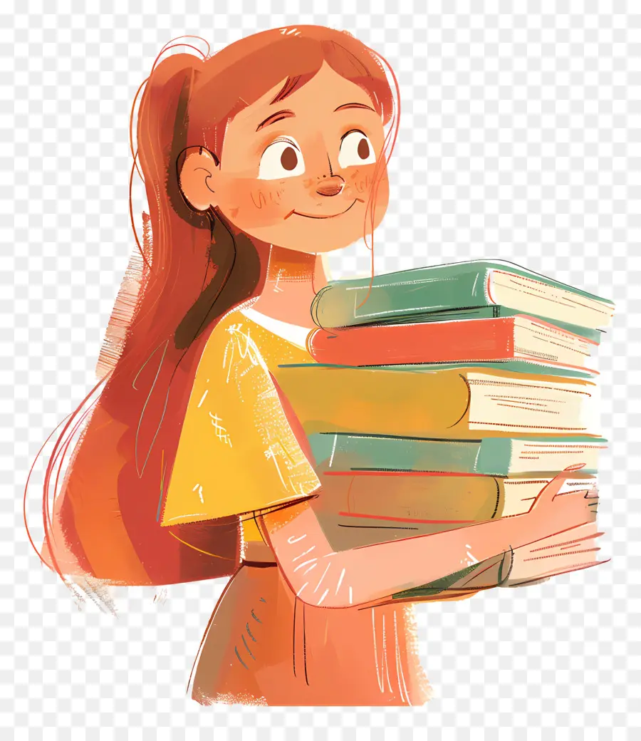 Menina Segurando Livros，Menina Com Livros PNG