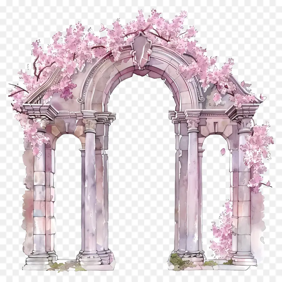 Arco De Flor Rosa，Arco De Pedra PNG