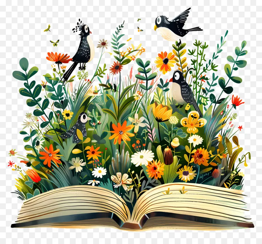 Livro Aberto，Livro Com Flores PNG