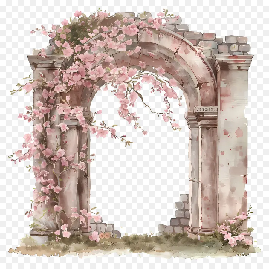 Arco De Flor Rosa，Arco Com Flores PNG