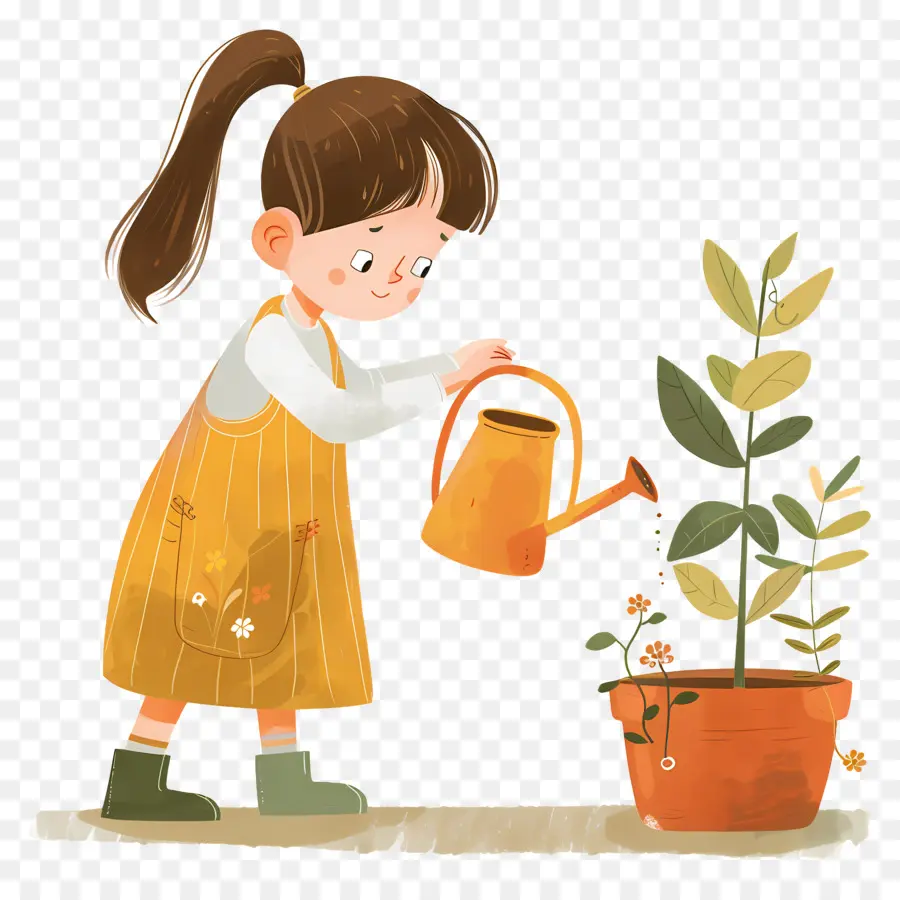 Menina Regando Planta，Planta De Rega Para Menina PNG