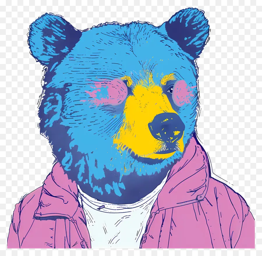 Urso Azul，Urso Na Jaqueta PNG