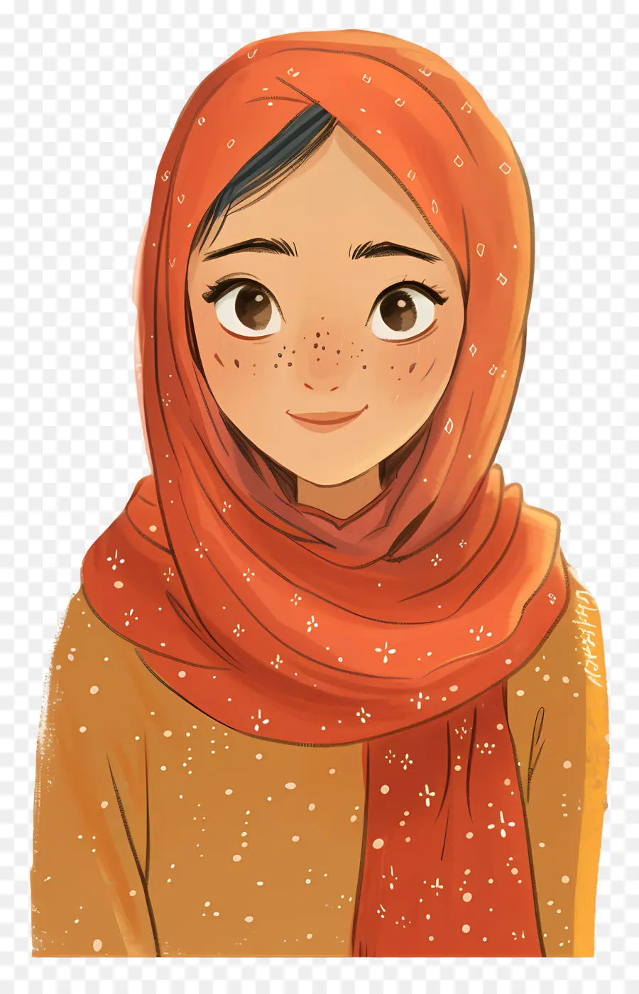 Garota Hijab，Garota Com Lenço Amarelo PNG