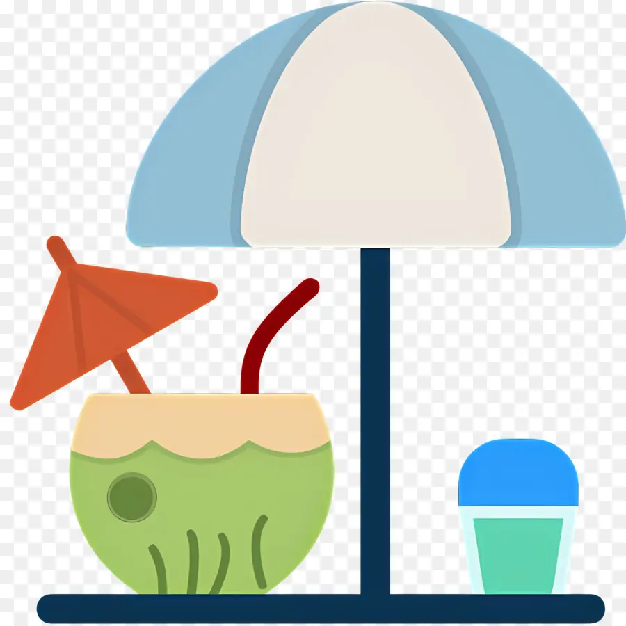 Bebida De Coco，Guarda Sol E Bebida De Coco PNG