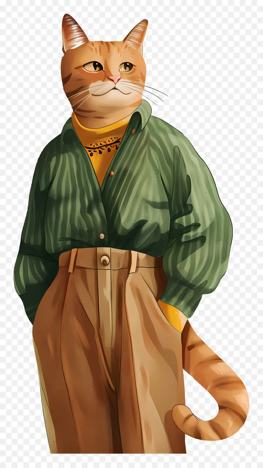 Gato Dos Desenhos Animados，Cat Em Camisa Verde PNG