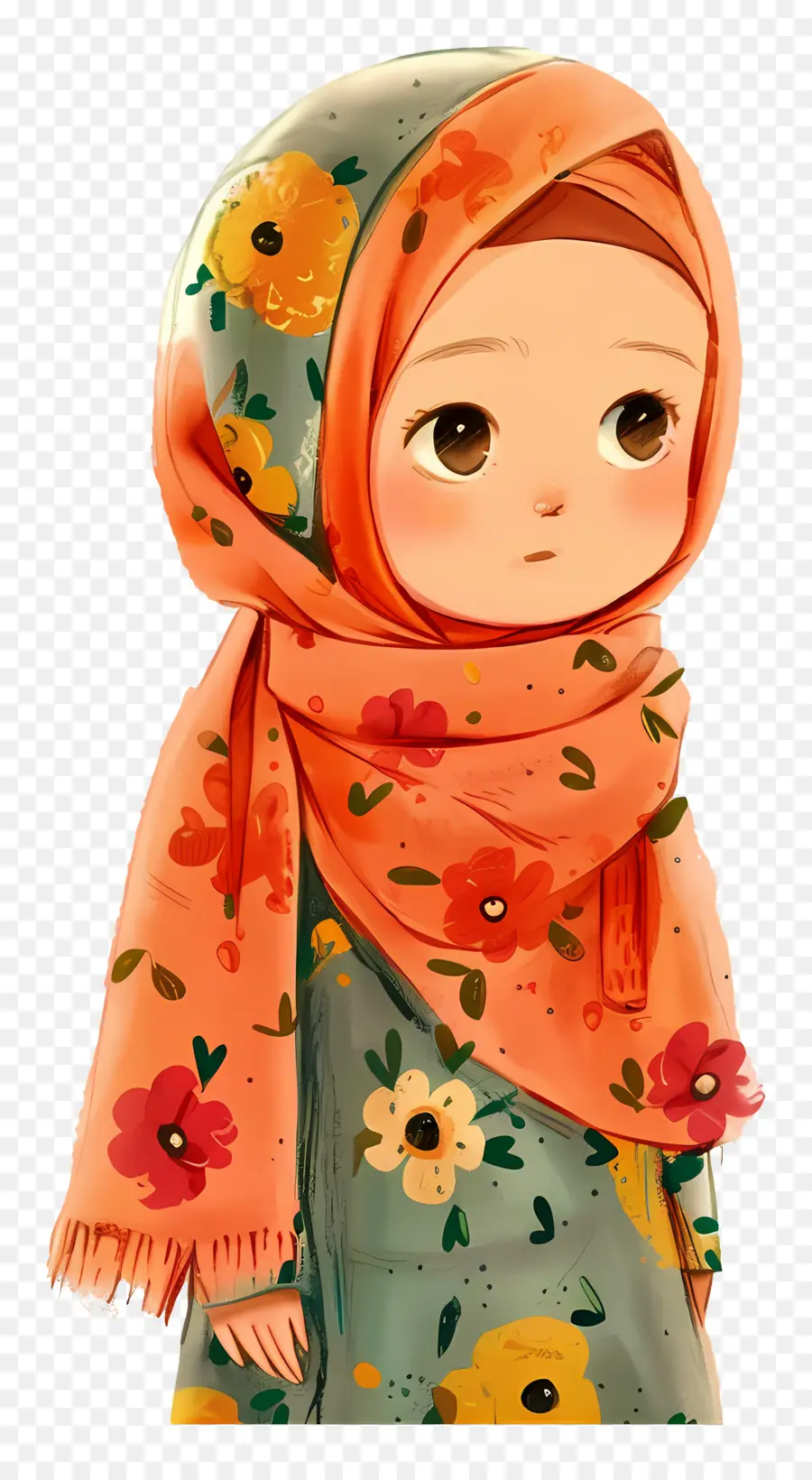 Hijab Girl，Garota Fofa Em Lenço Floral PNG