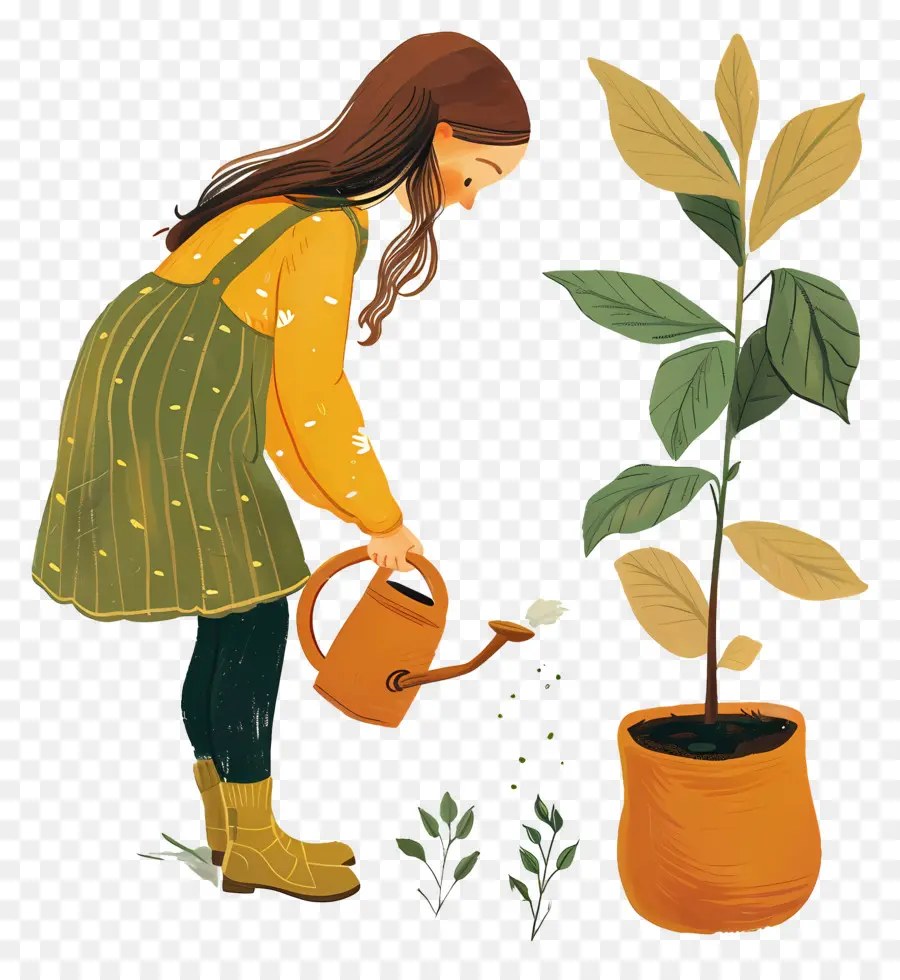 Menina Regando Planta，Planta De Rega Para Menina PNG