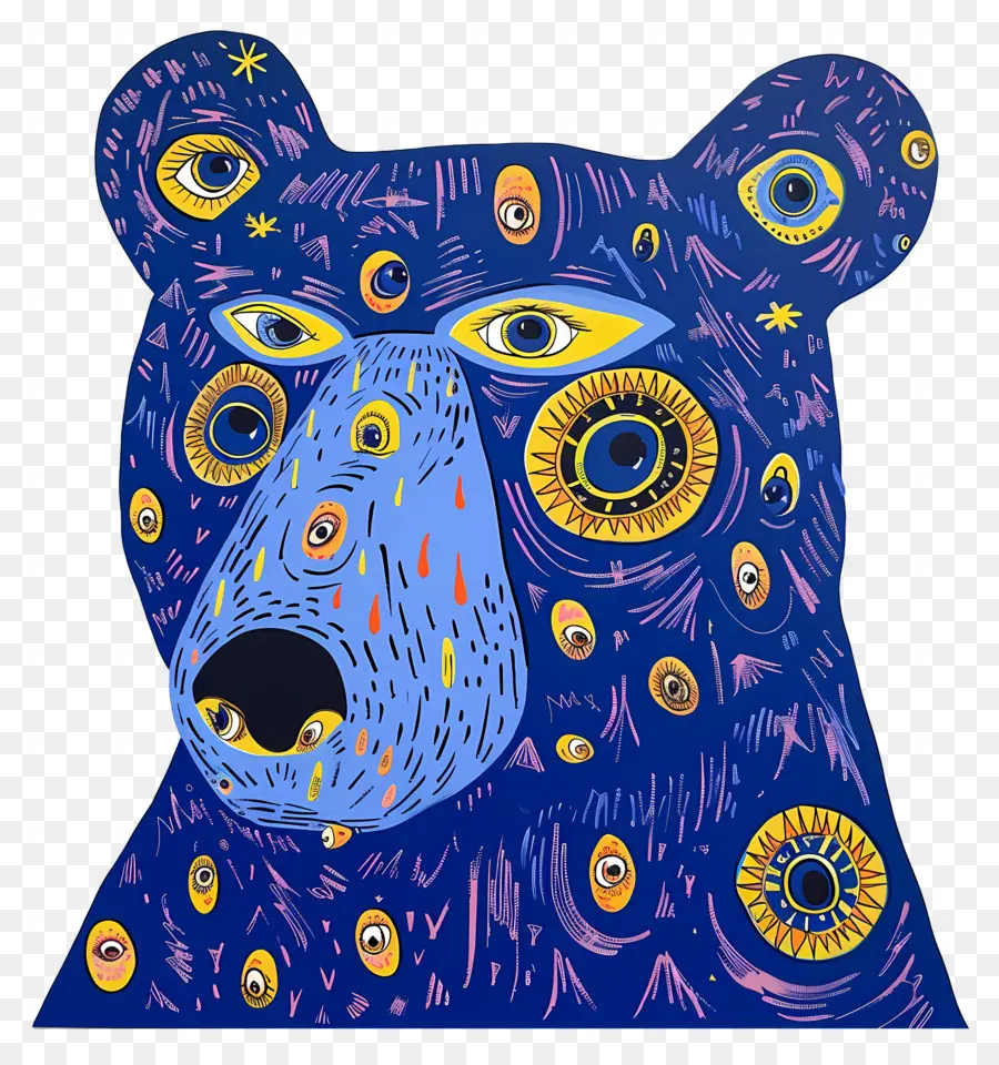 Urso Azul，Urso Com Olhos PNG