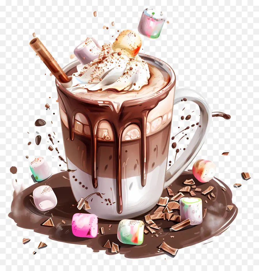 Chocolate Quente Com Marshmallows，Chocolate Quente PNG