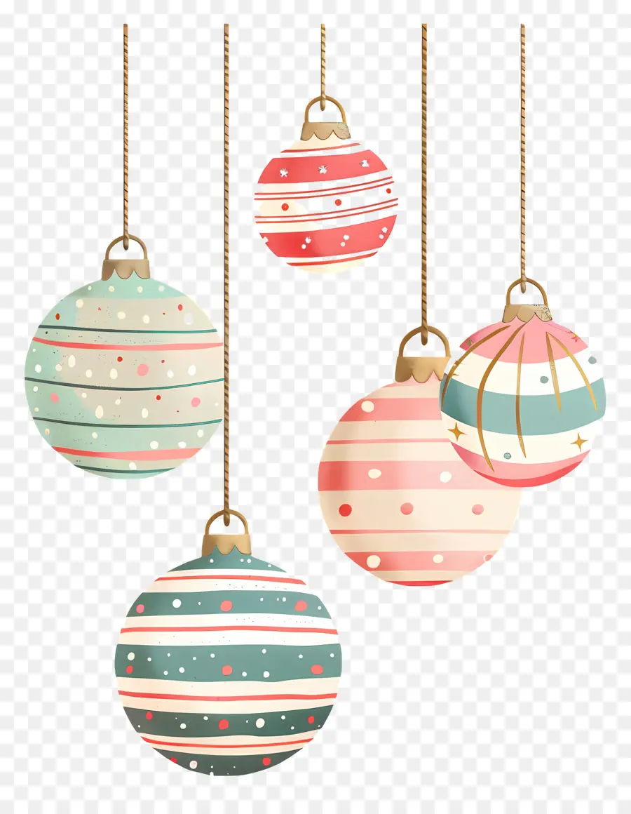 Bolas Listradas De Natal，Enfeites De Bolinhas PNG