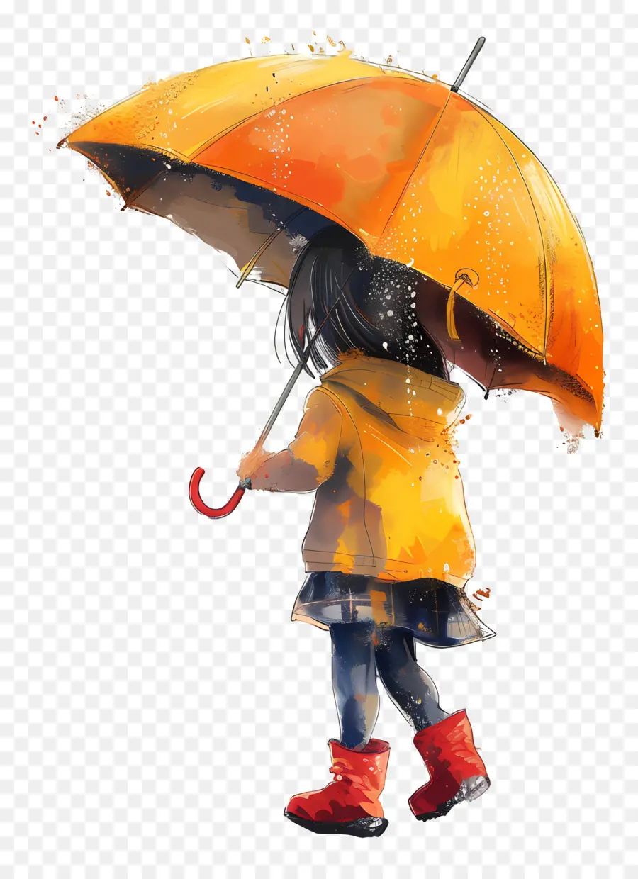 Menina Com Guarda Chuva，Capa De Chuva PNG