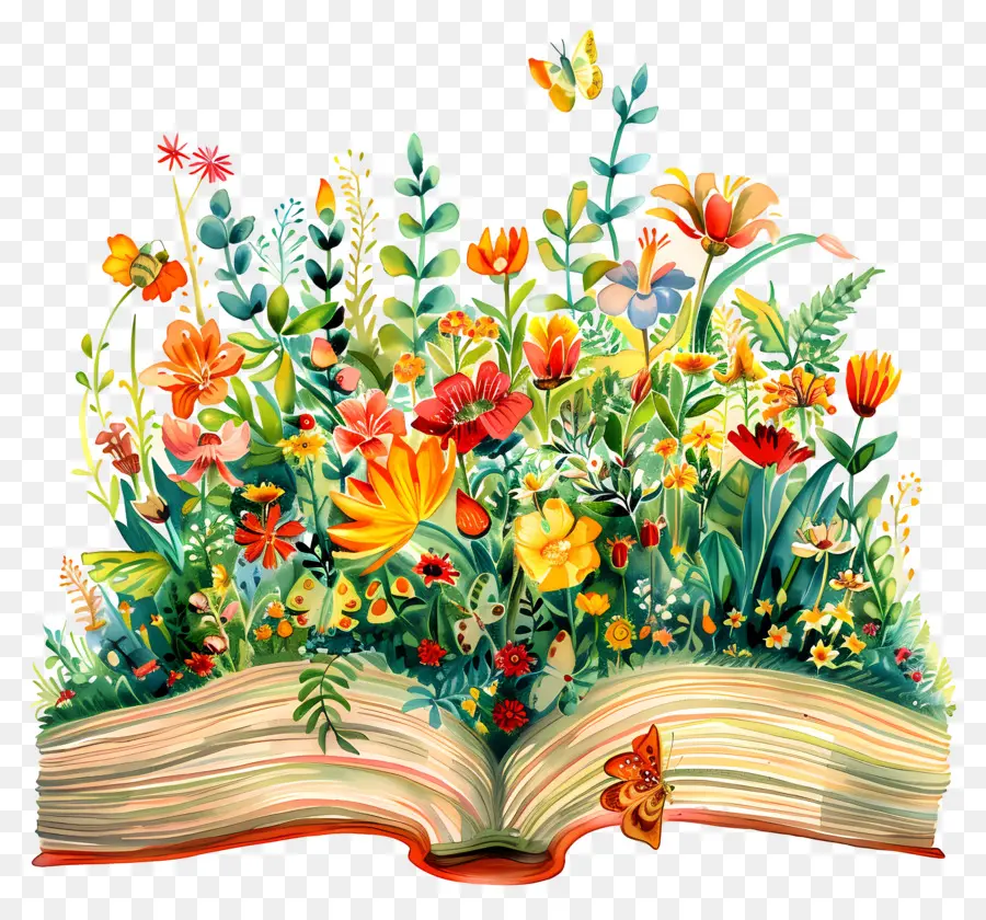 Livro Aberto，Livro Com Flores PNG