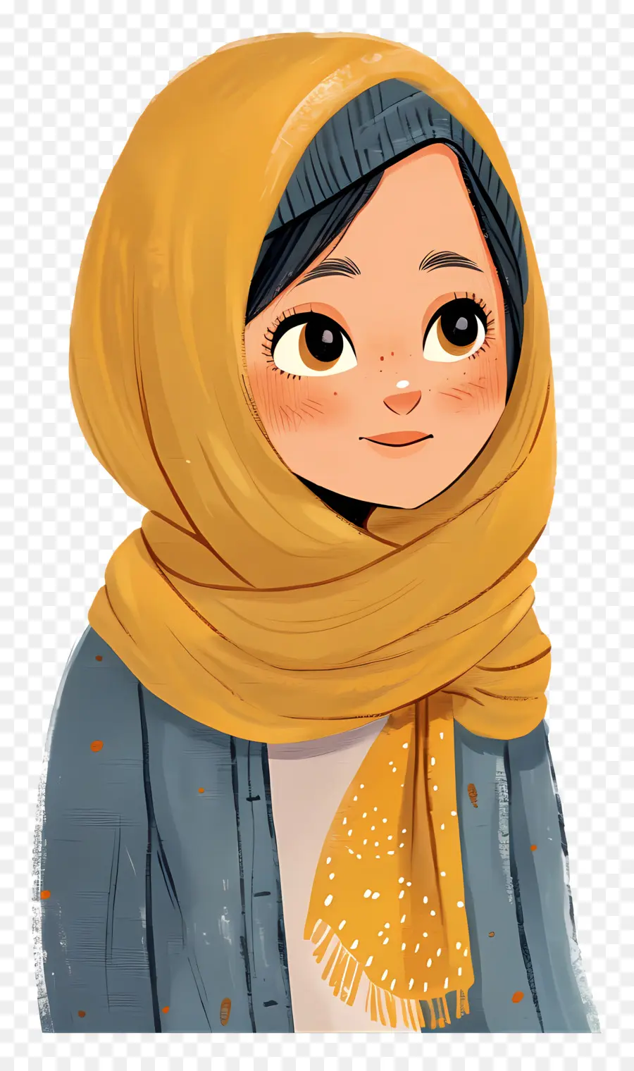 Garota Hijab，Garota Com Lenço Amarelo PNG