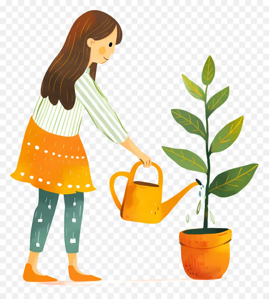 Menina Regando Planta，Planta De Rega Para Menina PNG