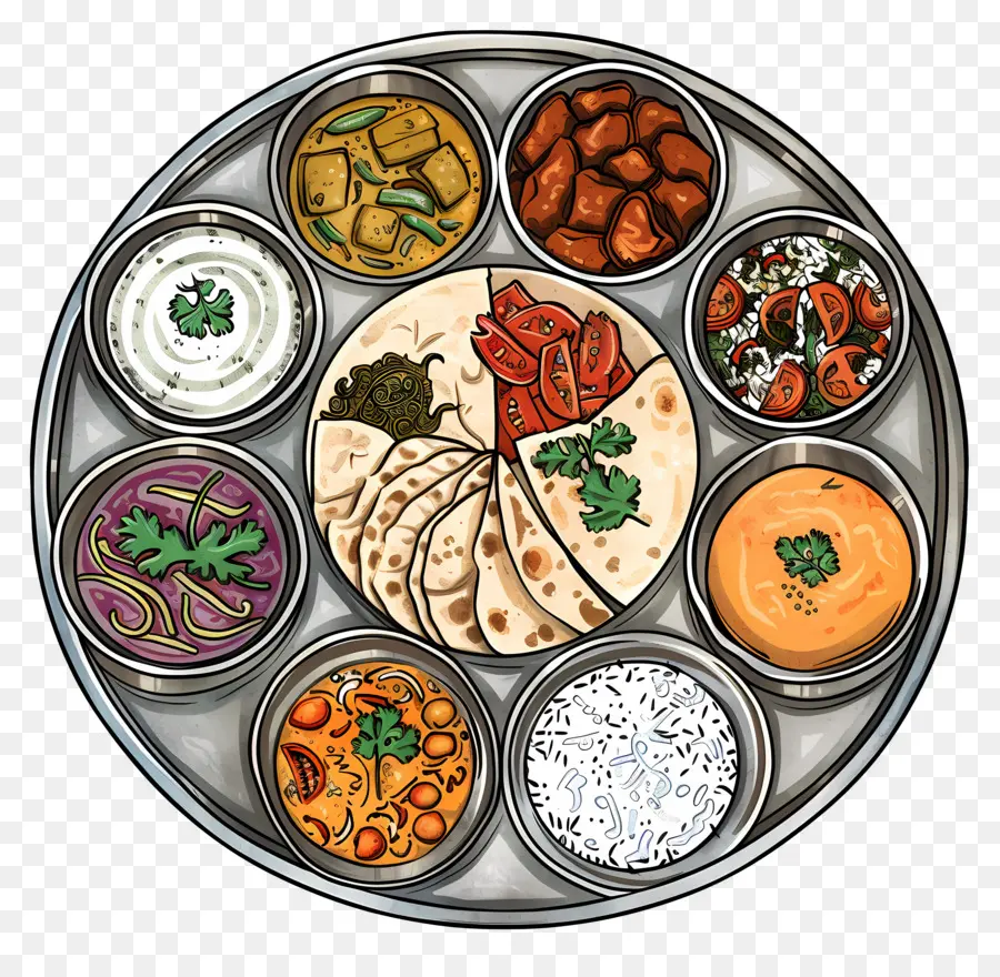 Platter Indiano Thali，Thali Indiano PNG