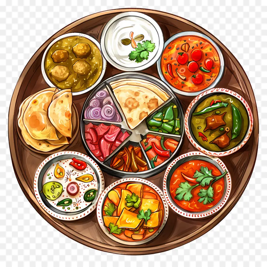 Platter Indiano Thali，Thali Indiano PNG