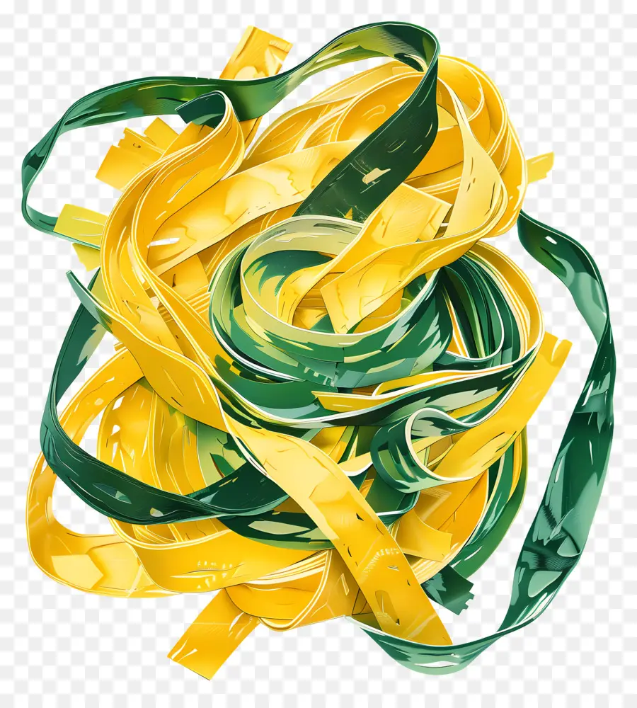 Fettuccine，Macarrão Amarelo E Verde PNG