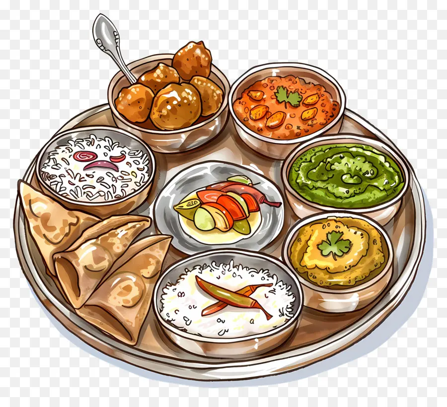 Platter Indiano Thali，Thali PNG