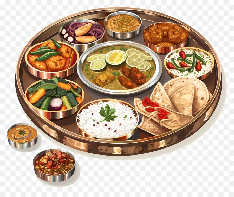 Platter Indiano Thali，Thali Indiano PNG