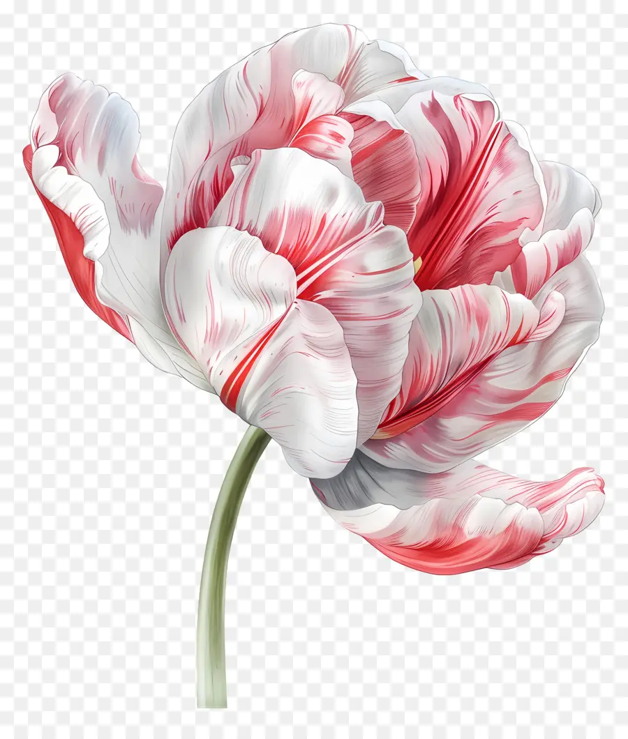 Tulip Flor，Flor Vermelha E Branca PNG