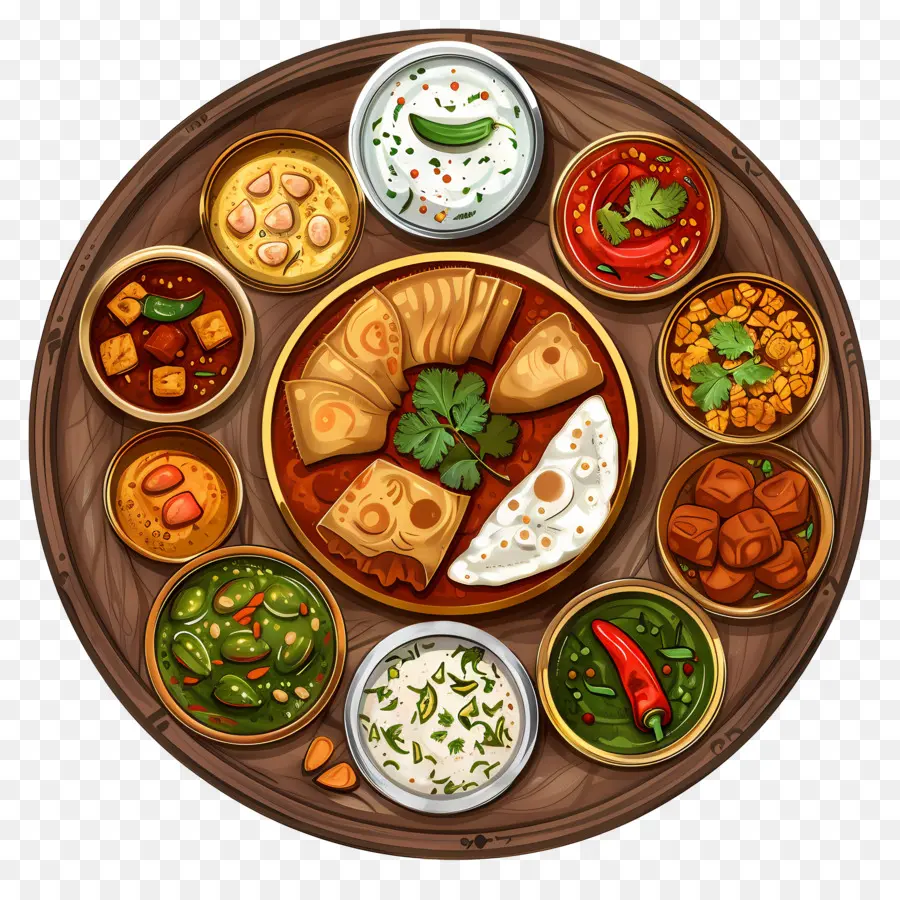 Platter Indiano Thali，Thali Indiano PNG