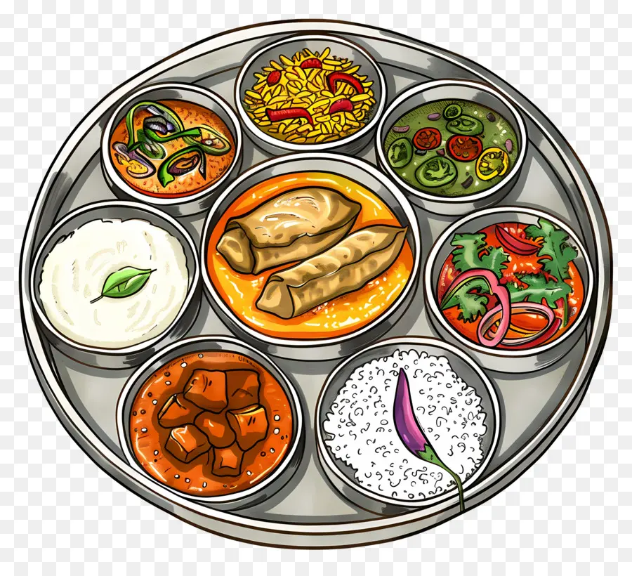 Platter Indiano Thali，Thali PNG