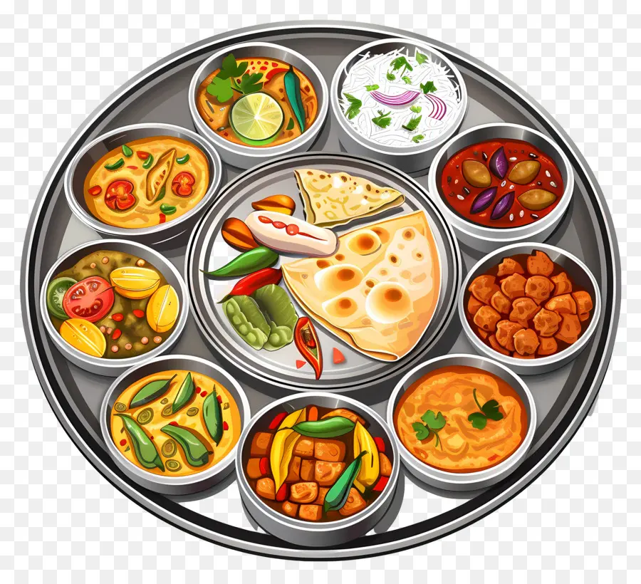 Platter Indiano Thali，Thali PNG