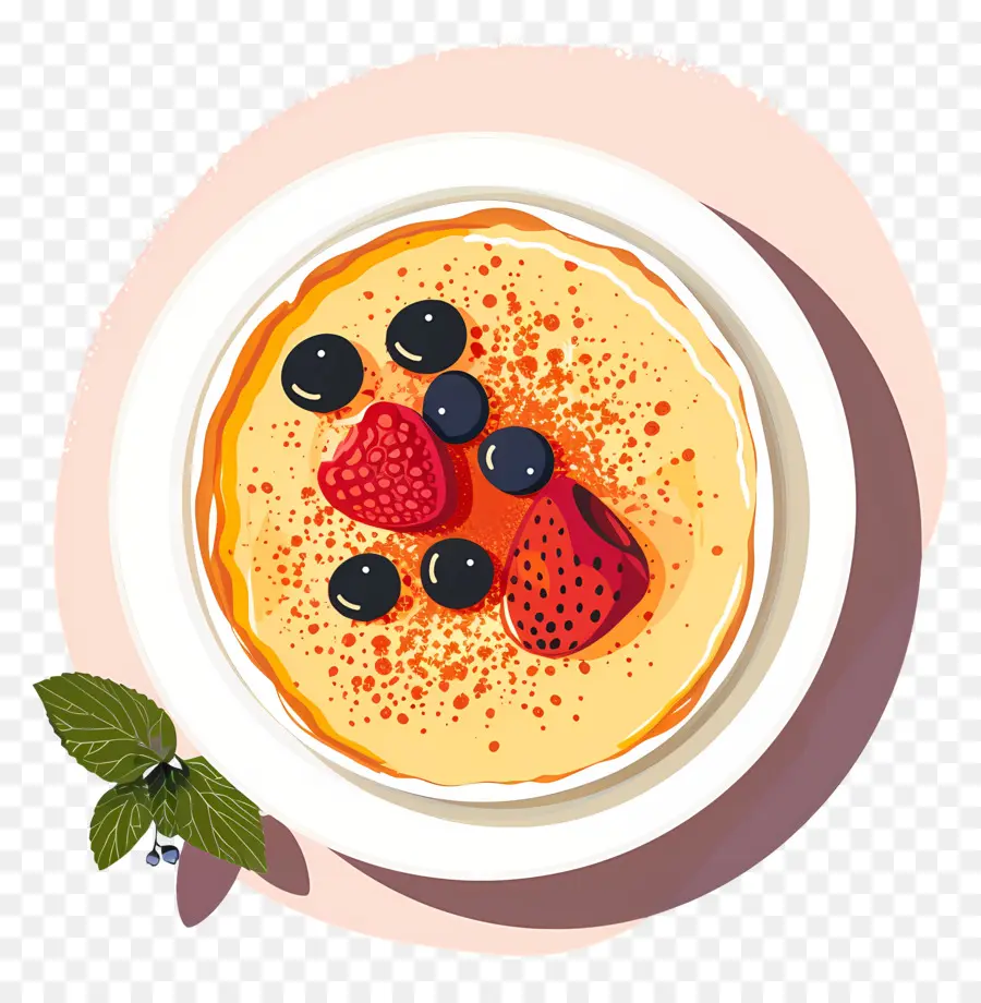 Creme Brulée，Panqueca Com Bagas PNG