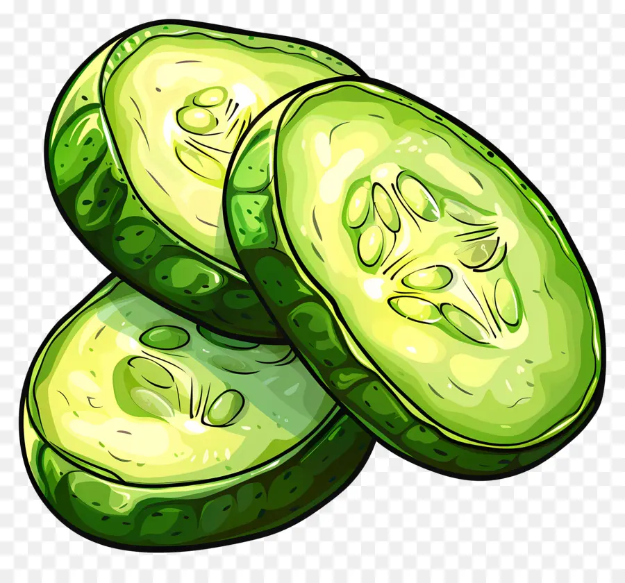 Pepino Fatiado，Fatias De Pepino Verde PNG